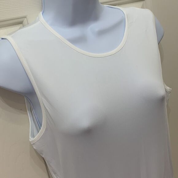 CBR White Pantsuit Jumpsuit Scoop Neck Zippered Back Flare Leg Cotton Polyester - Picture 3 of 15